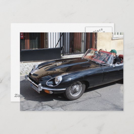 Black Jaguar E Type Briefkaart (Voorkant / Achterkant)