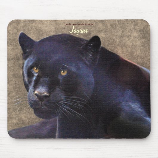 Black Jaguar Panther Big Cat Wildlife Mousepad Muismat (Voorkant)