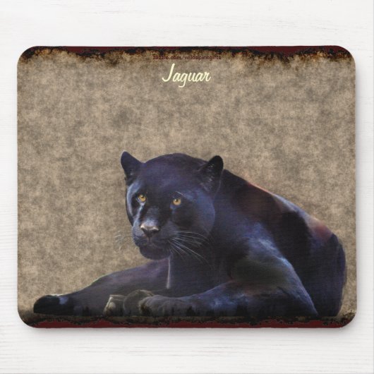 Black Jaguar Panther Big Cat Wildlife Mousepad Muismat (Voorkant)