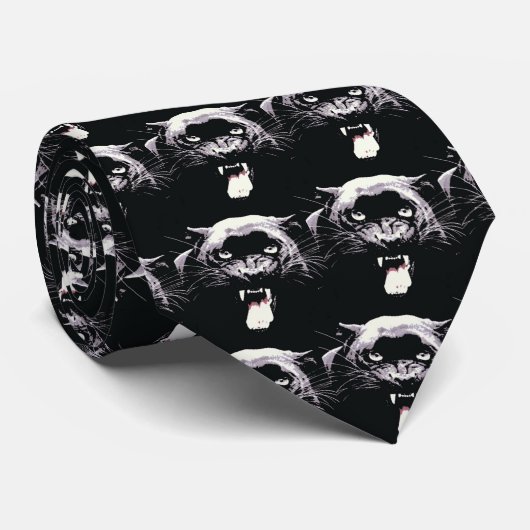Black Jaguar Panther Stropdas (Opgerold)
