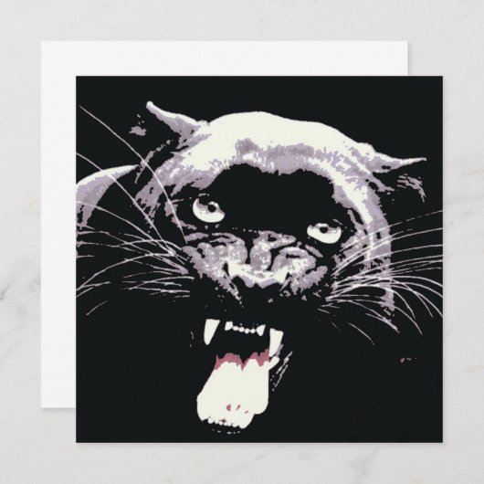 Black Jaguar Panther uitnodiging (Voorkant / Achterkant)