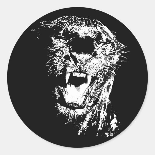 Black Jaguar Ronde Sticker (Voorkant)