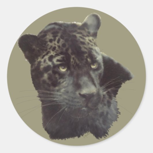 Black Jaguar Ronde Sticker (Voorkant)