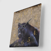 Black Jaguar, Rustic Grunge BG Wildlife Wall Clock Vierkante Klok (Hoek)