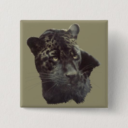 Black Jaguar Vierkante Button 5,1 Cm (Voorkant)