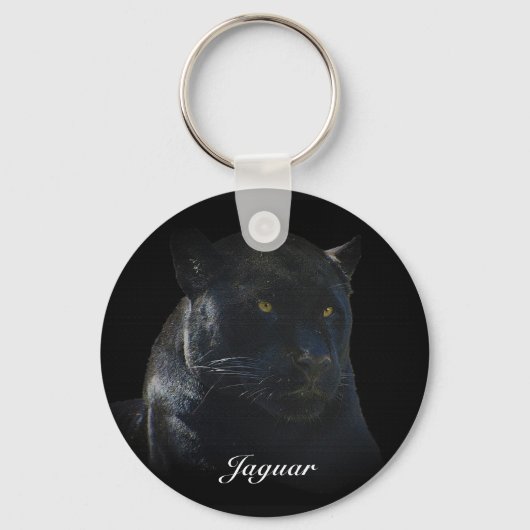 Black Jaguar Wild Cat Animal-Lover Sleutelhanger (Voorkant)