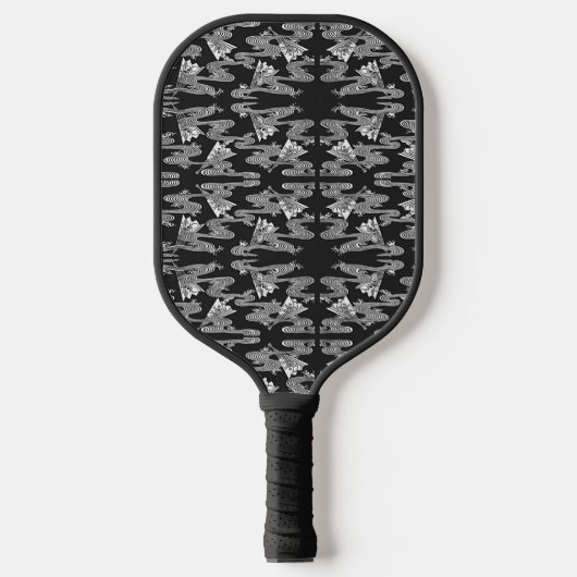 Black Japans Fan Pattern Pickleball Paddle (Voorkant)