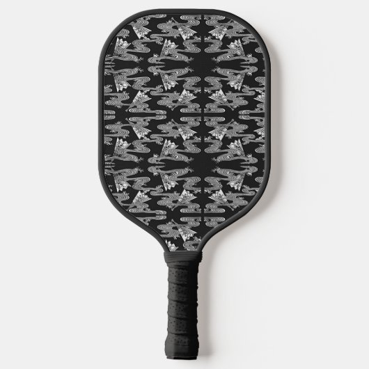 Black Japans Fan Pattern Pickleball Paddle (Achterkant)