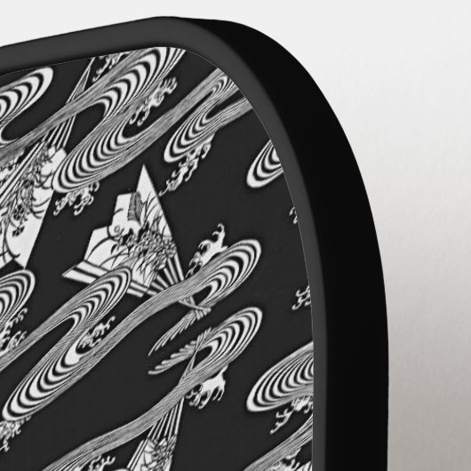 Black Japans Fan Pattern Pickleball Paddle (Links Detail)