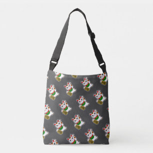 Black Japans Lucky Cat Pattern Crossbody Tas