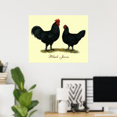 Black Java Chickens Poster (Thuiskantoor)