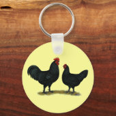 Black Java Chickens Sleutelhanger (Voorkant)