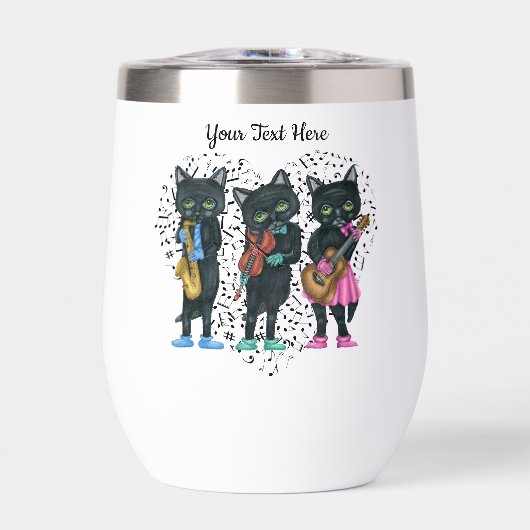 Black Jazz Cats Playing Muziek Hart van zwarte not (Voorkant)