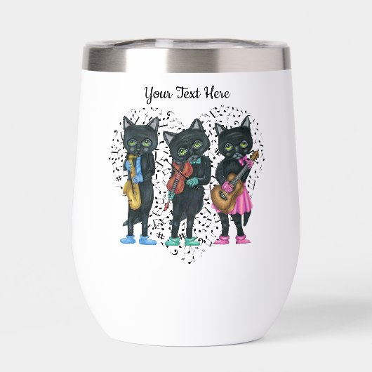 Black Jazz Cats Playing Muziek Hart van zwarte not (Achterkant)