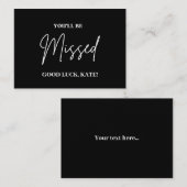 Black | Je wordt gemist | Nieuwe taak goed werk Notitiekaartje (Voorkant / Achterkant)