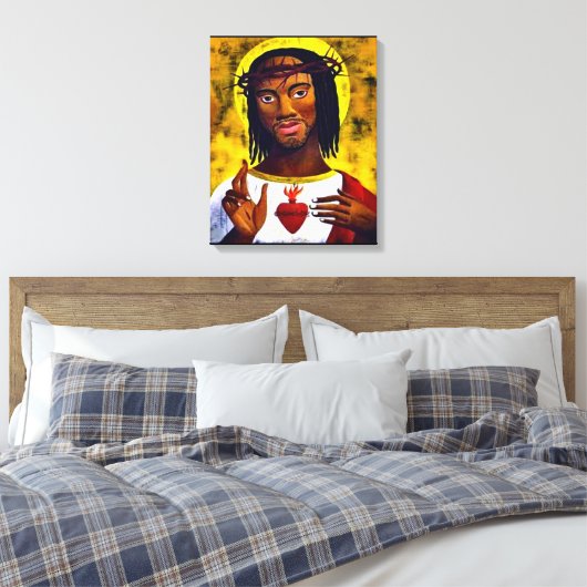 Black Jesus Canvas Afdruk (Insitu (Slaapkamer))