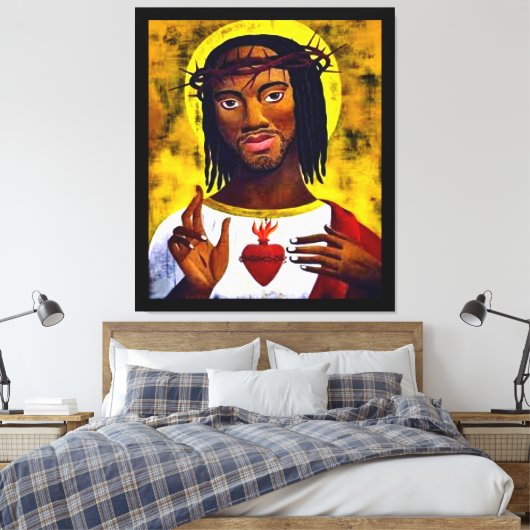 Black Jesus Canvas Afdruk (Insitu (Slaapkamer))