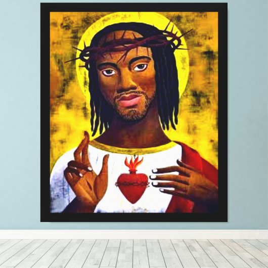 Black Jesus Canvas Afdruk (Insitu (Houten vloer))