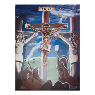 Black Jesus Crucified Perfect Poster