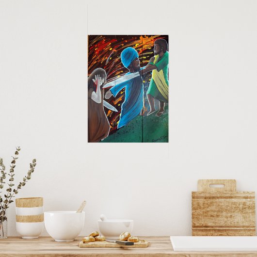 Black Jesus gearresteerd op Gethsemane Poster (Keuken)