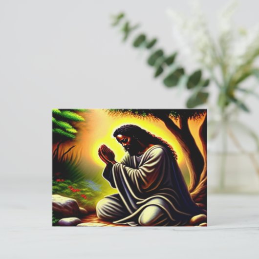 Black Jesus Praying in Gethsemane Briefkaart (Staand voorkant)