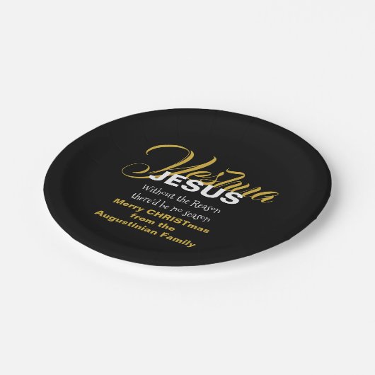 Black JESUS REASON SEASON-Bord voor kerstpapier Papieren Bordje (Gekanteld)