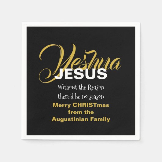 Black JESUS REASON SEASON-kerstpapier Servet (Voorkant)