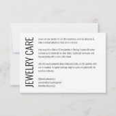 Black Jewelry Care, Small Business Enclosure, Bedankkaart (Achterkant)
