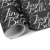 Black Jingle Bells White Text Wrapping Paper Cadeaupapier (Rol Hoek)