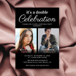 Black Joint Birthday Party Invitation Kaart<br><div class="desc">Gooi een feest dat je gasten nooit zullen vergeten. Onze moderne uitnodigingen van onze zwarte en witte joint verjaardagsfeestjes zijn de perfecte manier om twee mensen en hun speciale dag te herdenken. Deze uitnodigingen zijn verbluffend en oogstrelend en voorzien van een eenvoudige zwarte achtergrond die kan worden veranderd in elke...</div>