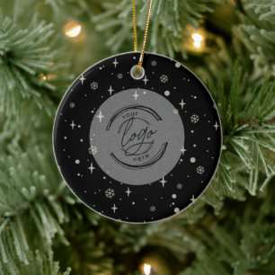 Black Jolly Kerstmis Business Logo QR-code Chic Keramisch Ornament