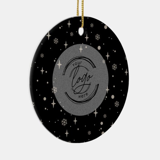 Black Jolly Kerstmis Business Logo QR-code Chic Keramisch Ornament (Rechts)