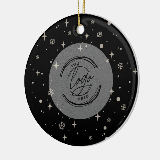 Black Jolly Kerstmis Business Logo QR-code Chic Keramisch Ornament (Links)