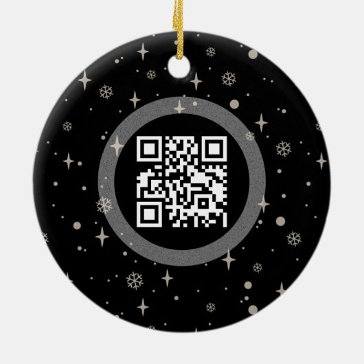 Black Jolly Kerstmis Business Logo QR-code Chic Keramisch Ornament (Achterkant)