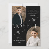 Black Joyful Snowflake Lijst 2 Foto Feestdagenkaart (Voorkant)