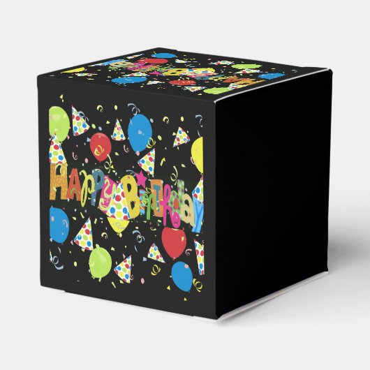 Black Joyous Happy Birthday Bedankdoosjes (Achterkant)