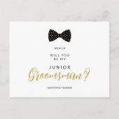 Black Jr Groomsman Vintage Bow Wedding Proposal Briefkaart (Voorkant)