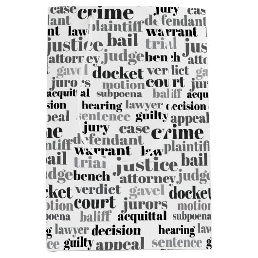 Black Judicial Text Word Cloud on White Medium Cadeauzakje (Voorkant)
