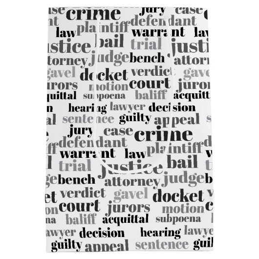Black Judicial Text Word Cloud on White Medium Cadeauzakje (Achterkant)