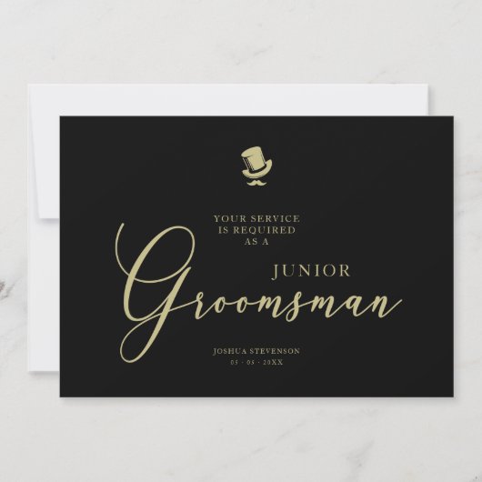Black Junior Groomsman Chic Wedding Proposal (Voorkant)