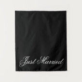 Black Just Married Fabric Car Wedding Banner Sign Wandkleed (Voorkant)