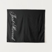 Black Just Married Fabric Car Wedding Banner Sign Wandkleed (Voorkant (horizontaal))