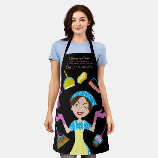 Black Kantoor Janitorial Maid House Cleaner Schort (Gedragen)