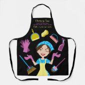 Black Kantoor Janitorial Maid House Cleaner Schort (Voorkant)