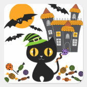 Black Kat Halloween Stickers (Voorkant)