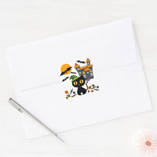 Black Kat Halloween Stickers (Envelop)