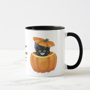 Black Kat Pumpkin Halloween Mok