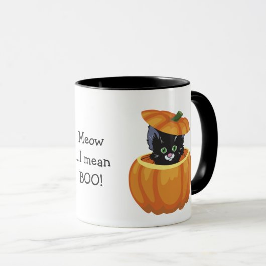 Black Kat Pumpkin Halloween Mok (Voorkant rechts)