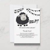 Black Kawaii Little Lamb Baby shower Bedankkaart (Voorkant)