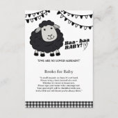 Black Kawaii Little Lamb Baby shower Informatiekaartje (Voorkant)